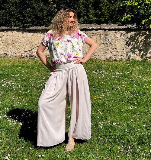 Kalhotová sukně pudrová — foto 3