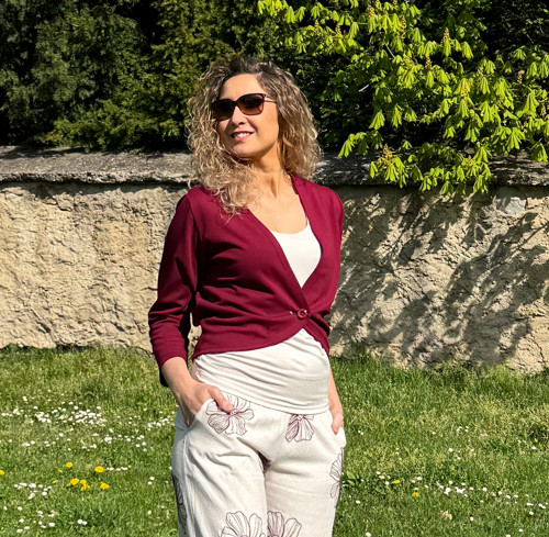 Kardigan krátký vínový — foto 2