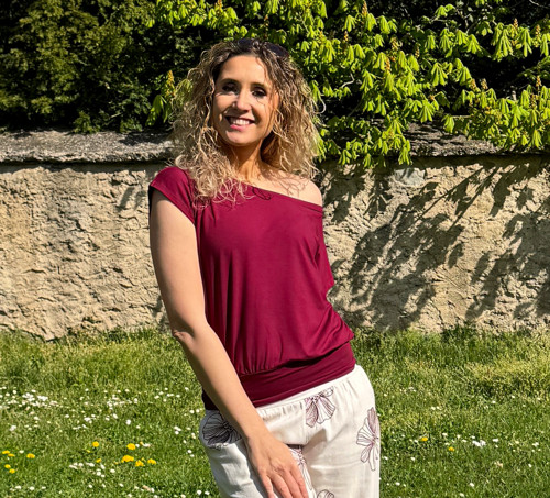 Volný top s pasem vínový — foto 2