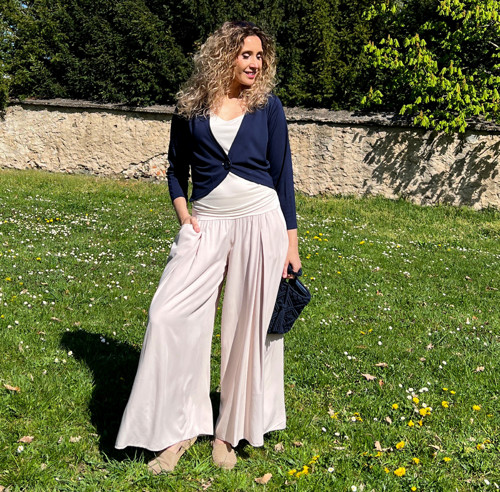 Kalhotová sukně pudrová — foto 4