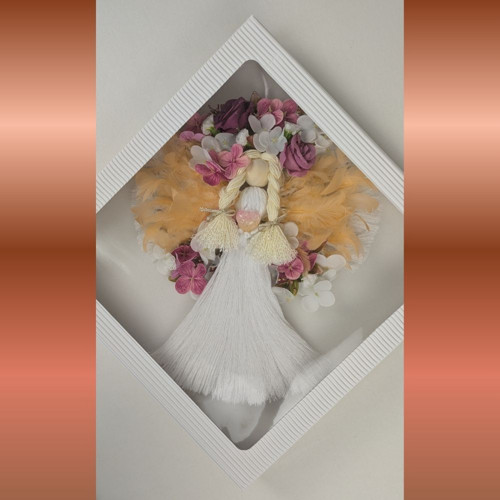 Květinový macramé anděl - oranžový — foto 3