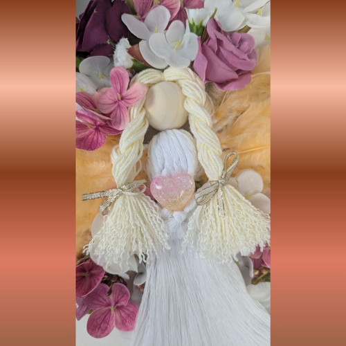 Květinový macramé anděl - oranžový — foto 4