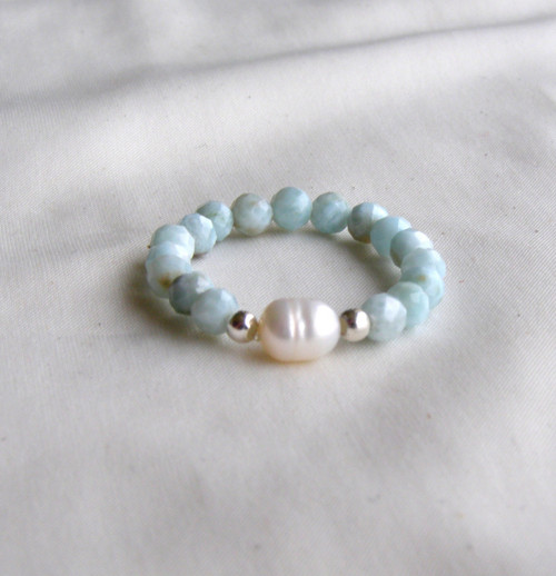 BROUŠENÝ LARIMAR 0.33*PERLA*Ag*prsten — foto 3