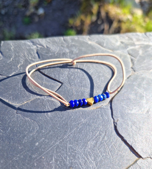 Lapis lazuli*zlaté srdíčko*náramek — foto 3
