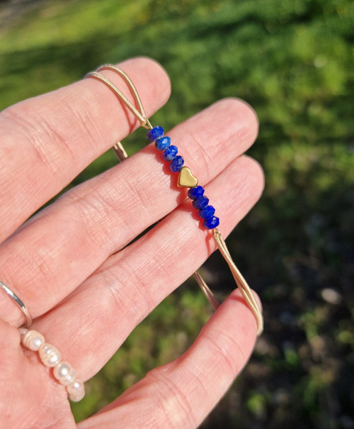 Lapis lazuli*zlaté srdíčko*náramek — foto 2