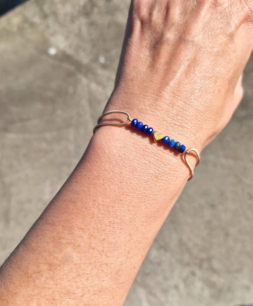 Lapis lazuli*zlaté srdíčko*náramek — foto 4