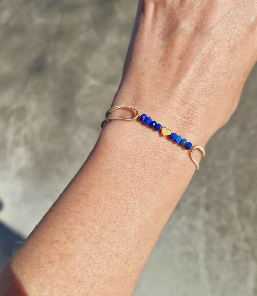 Lapis lazuli*zlaté srdíčko*náramek — foto 5