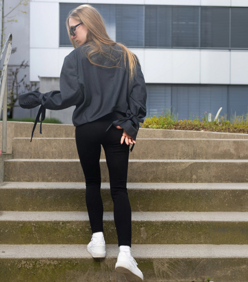 Minimalistické oversized tmavě šedé sako — foto 3
