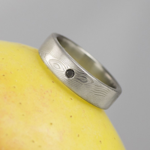 Snubní prsten damasteel PRIMA + černý diamant — foto 3