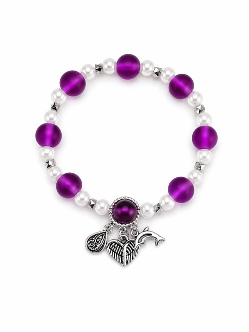 Náramek s přívěsky purpurový — foto 2