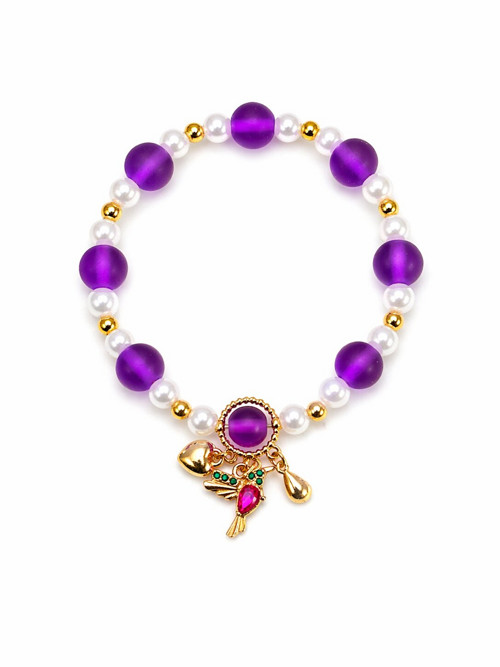 Náramek s přívěsky purpurový — foto 2