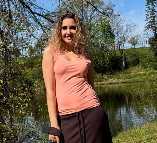 Tričko bez rukávů meruňka — foto 3