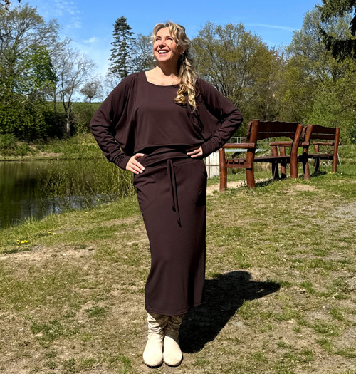 Hnědá sukně s kapsami dlouhá — foto 3