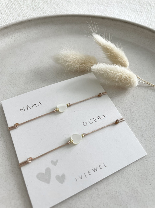 Set náramků Máma&Dcera - Perleť srdíčka — foto 2
