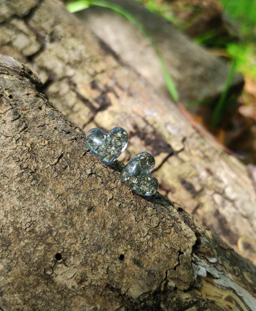 Náušnice srdíčka s pyritem — foto 3