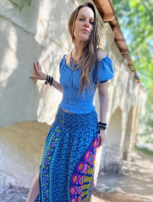 Top Kratký Modrý Žabičkovaný — foto 4