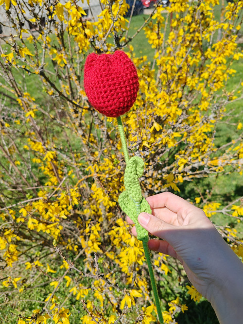 Háčkovaný tulipán červený — foto 3