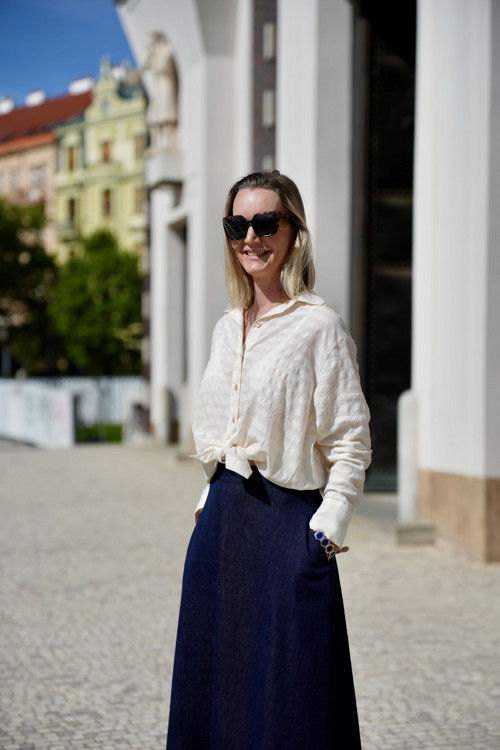 Dlouhá sukně dark denim — foto 4