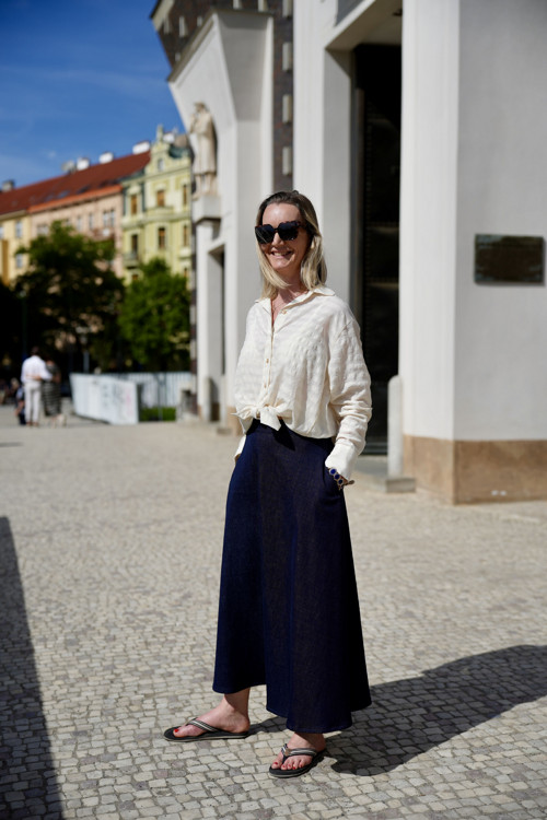 Dlouhá sukně dark denim — foto 2