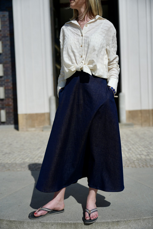 Dlouhá sukně dark denim — foto 3