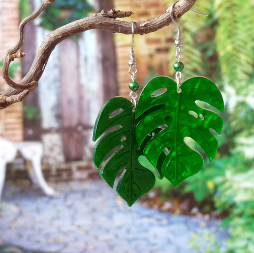 Náušnice - monstera — foto 3