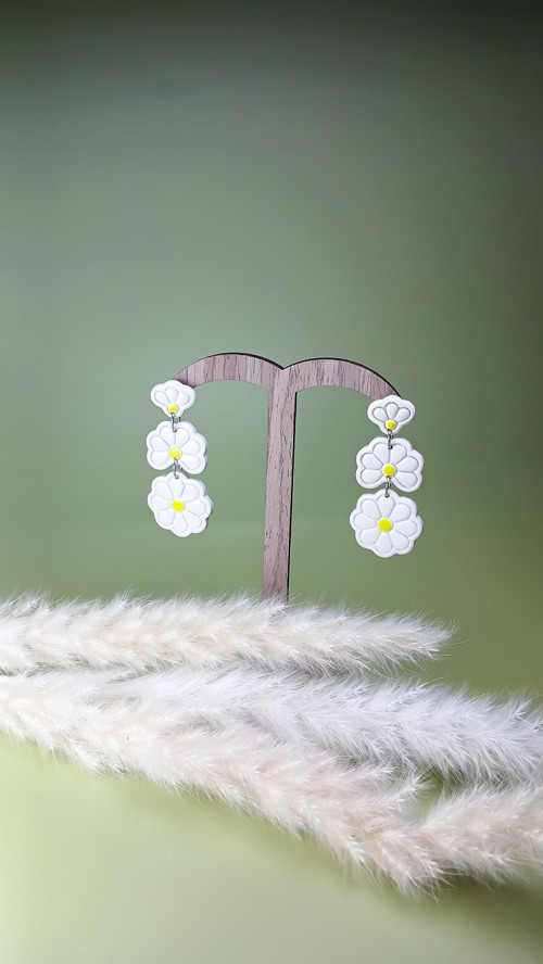 Dlouhé visací náušnice Kopretiny Ericlay Design — foto 4