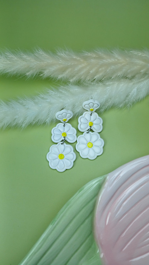 Dlouhé visací náušnice Kopretiny Ericlay Design — foto 3