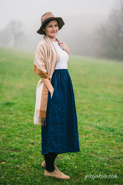 Lněná sukně Ina - tmavě modrá — foto 2