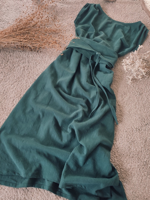 Dlouhé lněné šaty LINA/ Pine — foto 3