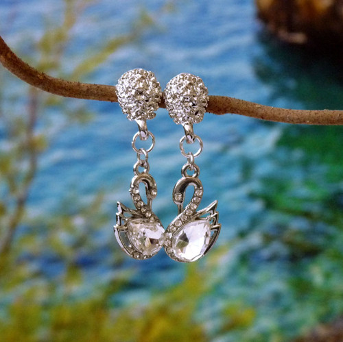 Náušnice - labutě (Swarovski) — foto 2