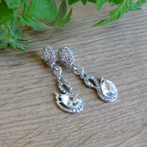Náušnice - labutě (Swarovski) — foto 6