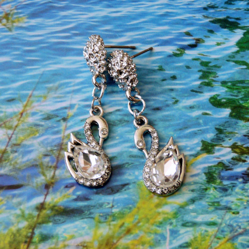 Náušnice - labutě (Swarovski) — foto 3
