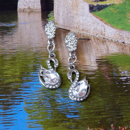 Náušnice - labutě (Swarovski) — foto 4