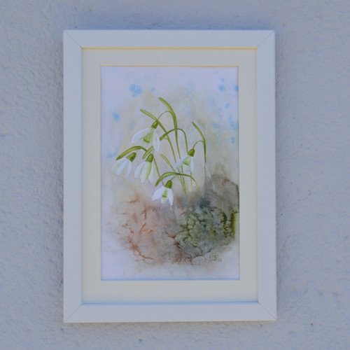 Akvarel - sněženky - 21 x 29 cm — foto 6