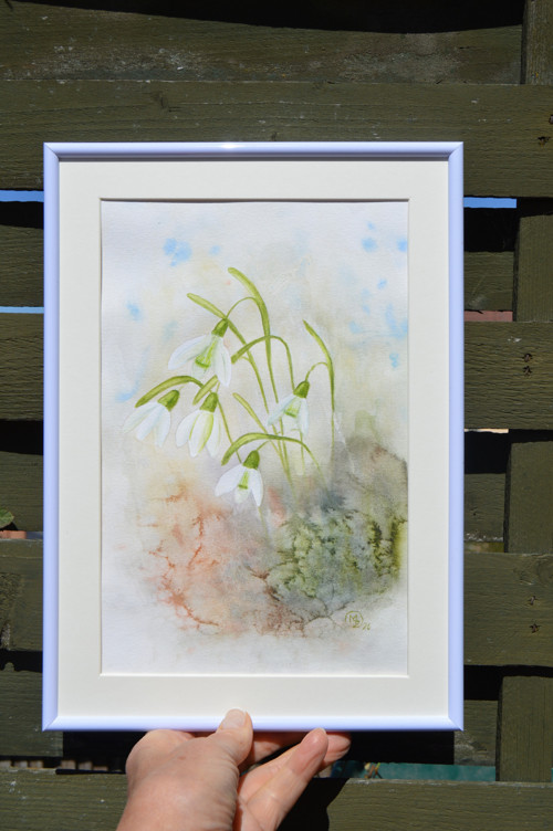 Akvarel - sněženky - 21 x 29 cm — foto 3