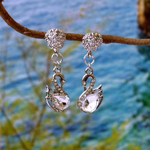 Náušnice - labutě (Swarovski) — foto 5