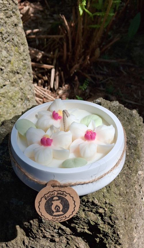 Sójová svíčka v keramice "orchidej" — foto 3