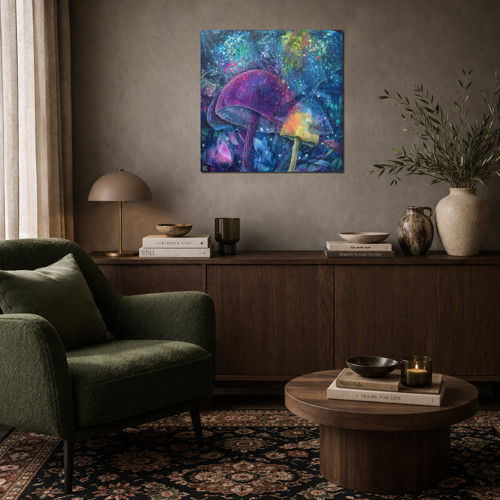 Magické houby / originální obraz - 50x50cm — foto 6
