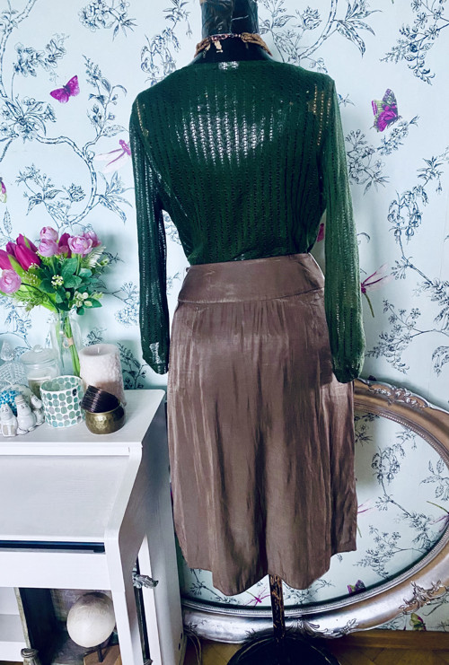 Sukně olivka s hedvábím — foto 3