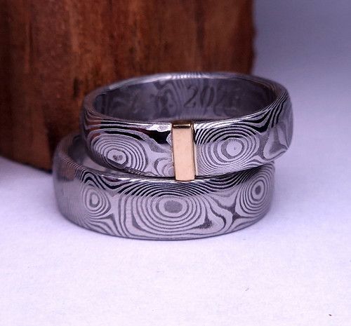 Snubní damasteel prsteny "Impact Gold" — foto 3
