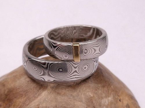 Snubní damasteel prsteny "Impact Gold" — foto 4