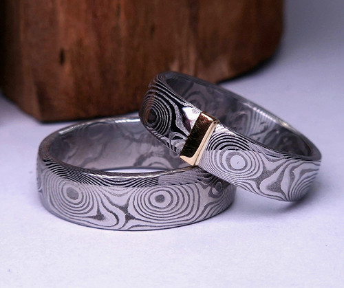 Snubní damasteel prsteny "Impact Gold" — foto 5