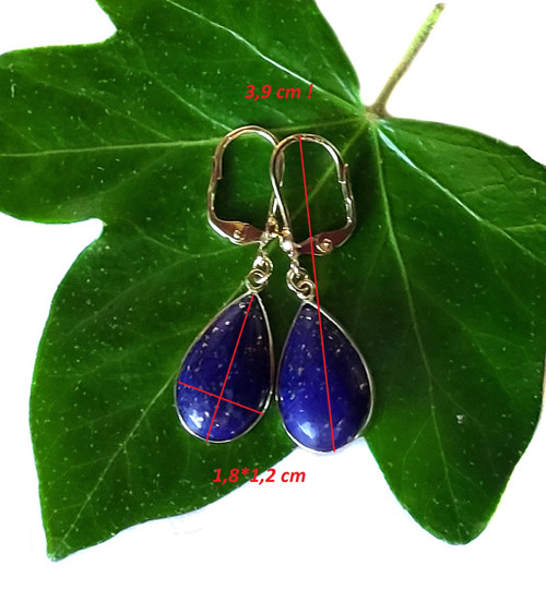 ZLATÉ visací náušnice EXTRA LAPIS LAZULI 18*12 — foto 3