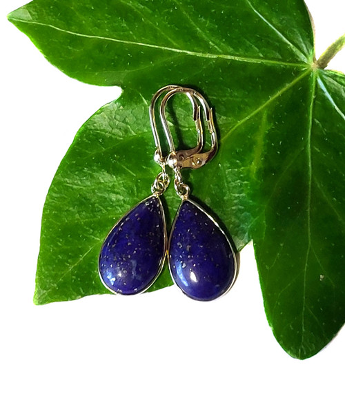 ZLATÉ visací náušnice EXTRA LAPIS LAZULI 18*12 — foto 2
