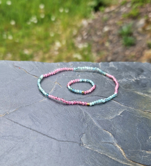 Ombré prsten*modrý + růžový turmalín — foto 4