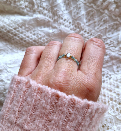 Prsten*diamant Herkimer*modrý turmalín*Ag — foto 3