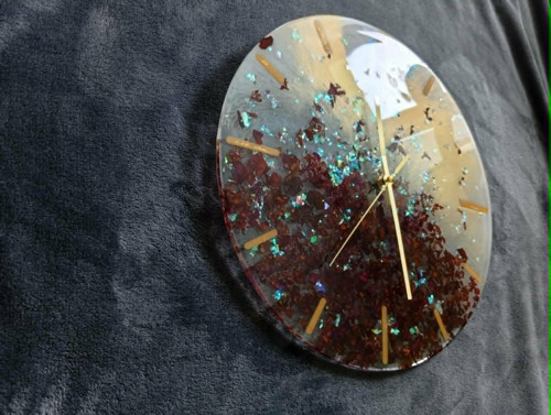 Epoxy nástěnné hodiny „Rose Gold“ – 37 cm — foto 3