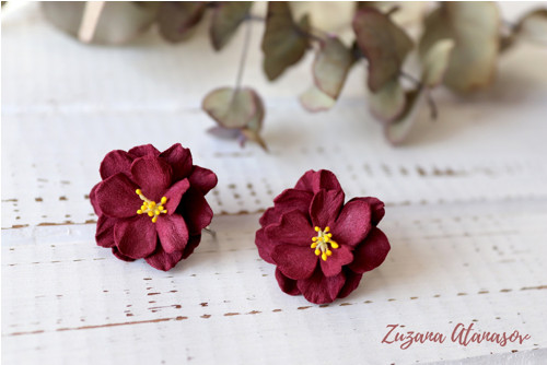 Náušnice Fleurie bordó — foto 3