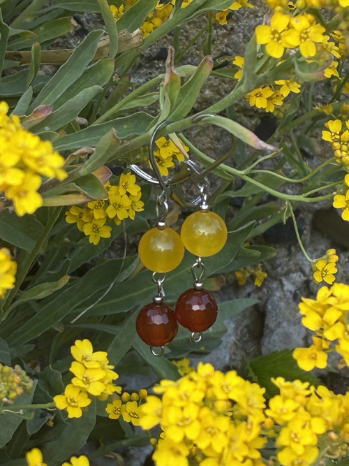 Náušnice chryzopras, karneol, chirurgická ocel — foto 2