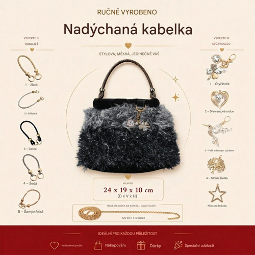 Extravagantní stříbrně černá kabelka handmade — foto 5